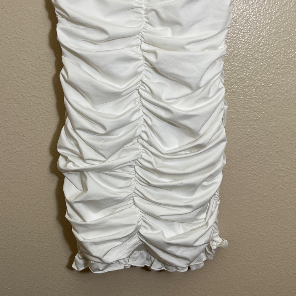 Hello Molly Ruch Yeah White Gathered Ruched Mini Dress - Picture 6 of 11